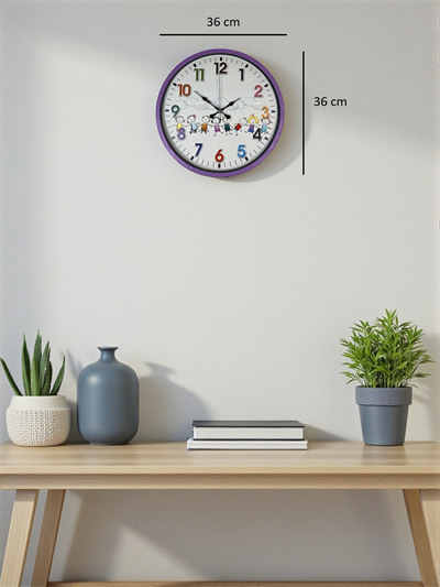 36 Cm Mor Çocuk Odası Duvar Saati