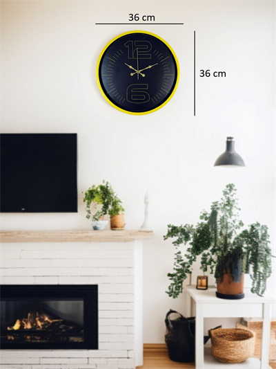 36 Cm Sarı Dekoratif Duvar Saati