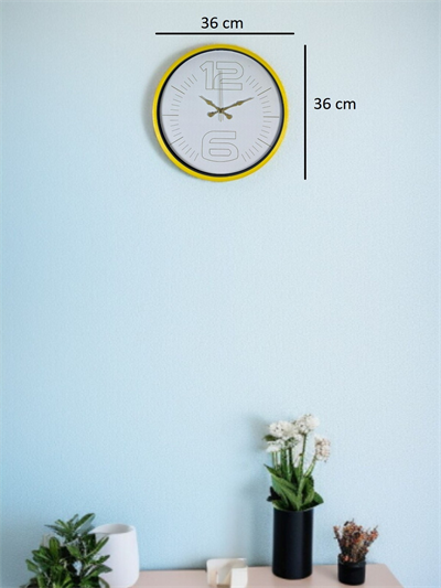 36 Cm Sarı Dekoratif Duvar Saati