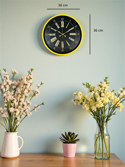 36 Cm Sarı Modern Duvar Saati
