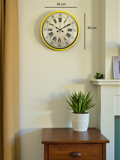 36 Cm Sarı Retro Duvar Saati