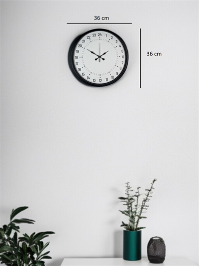 36 Cm Siyah 24 Saat Göstergeli Duvar Saati
