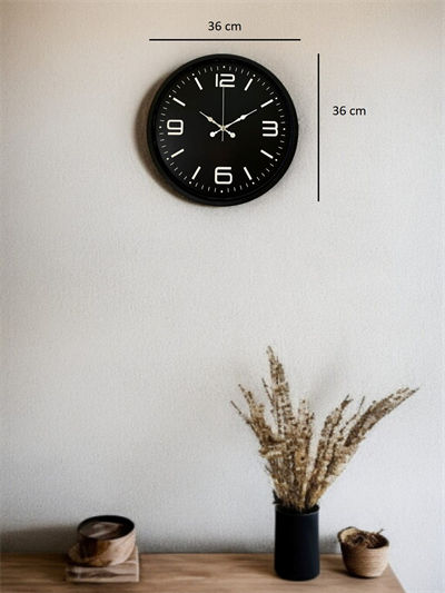 36 Cm Siyah Dekoratif Duvar Saati