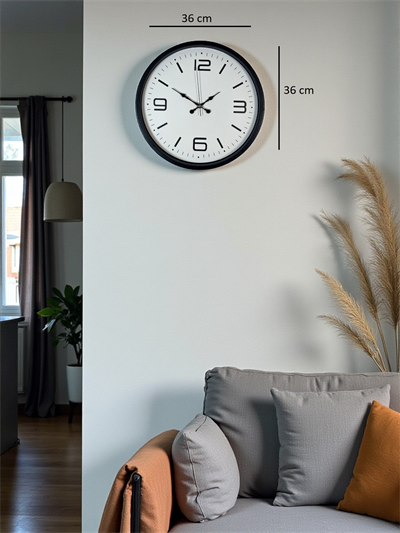 36 Cm Siyah Dekoratif Duvar Saati
