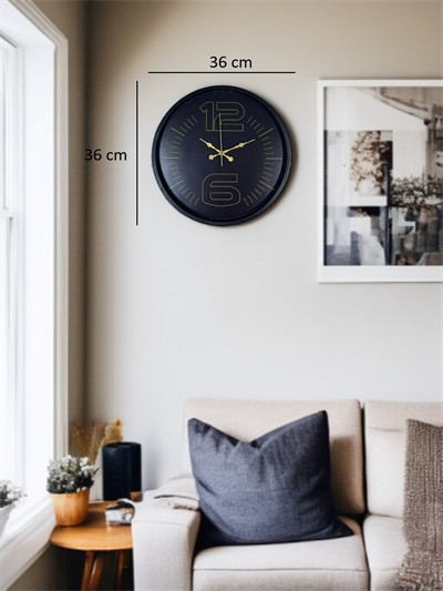 36 Cm Siyah Dekoratif Duvar Saati