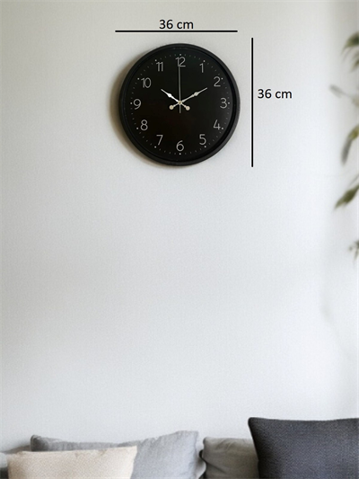 36 Cm Siyah Dekoratif Duvar Saati