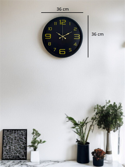 36 Cm Siyah Gold Rakamlı Duvar Saati
