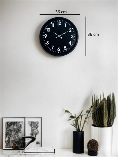 36 Cm Siyah Modern Duvar Saati