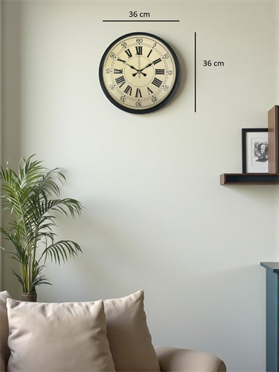 36 Cm Siyah Retro Tasarım Duvar Saati