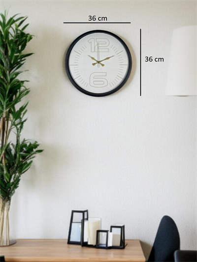 36 Cm Siyah Sade Zarif Duvar Saati