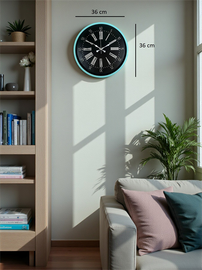 36 Cm Turkuaz Dekoratif Duvar Saati