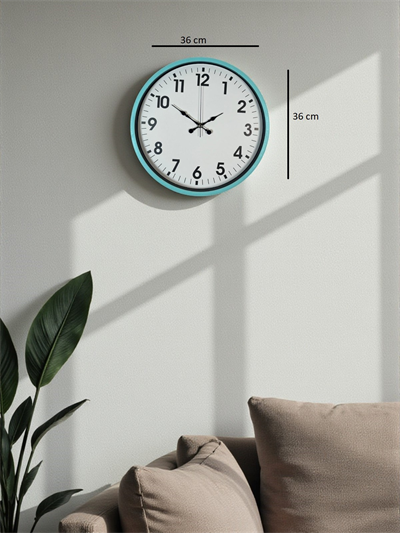 36 Cm Turkuaz Dekoratif Duvar Saati