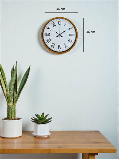 36 Cm Turuncu Roma Rakamlı Duvar Saati