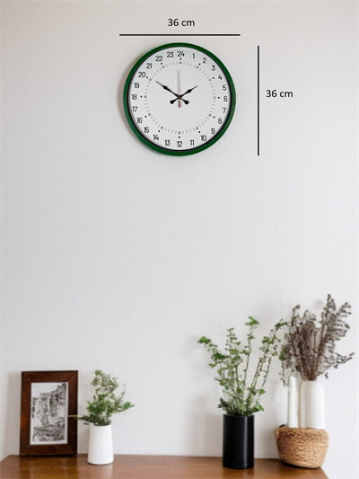 36 Cm Yeşil 24 Saat Göstergeli Özel Tasarım Duvar Saati