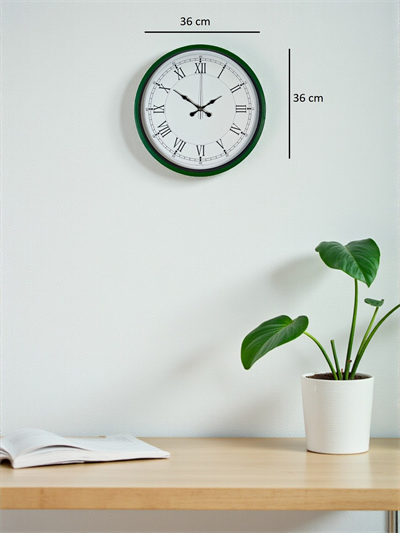 36 Cm Yeşil Roma Rakamlı Duvar Saati