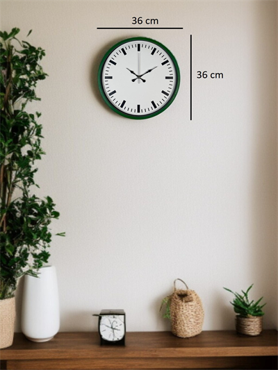 36 Cm Yeşil Sade Dekoratif Duvar Saati