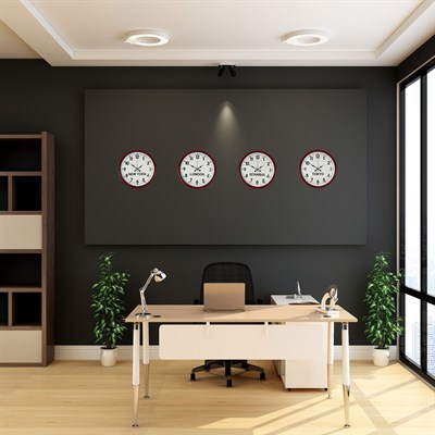 36 cm 4’lü Dünya Saatleri Kırmızı