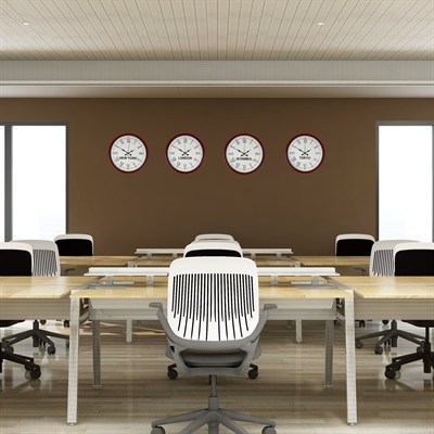 36 cm 4’lü Dünya Saatleri Kırmızı Roma Rakamlı