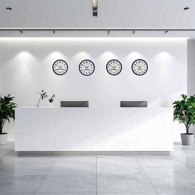 36 cm 4’lü Dünya Saatleri Lacivert – Otel Tipi