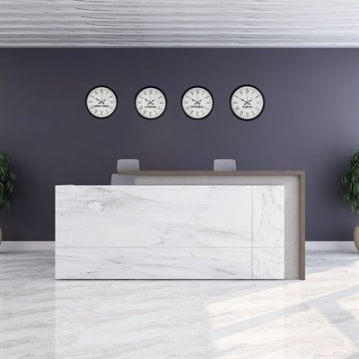 36 cm 4’lü Dünya Saatleri Siyah Roma Rakamlı