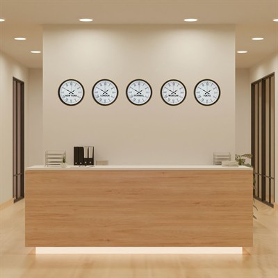 36 cm 5’li Dünya Saatleri Kahverengi Roma Rakamlı