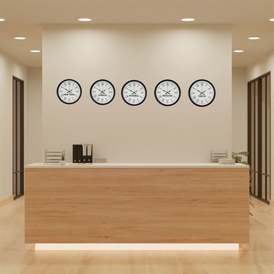 36 cm 5’li Dünya Saatleri Siyah Şık