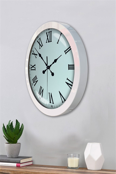 36 cm Beyaz Metal Roma Rakamlı Duvar Saati