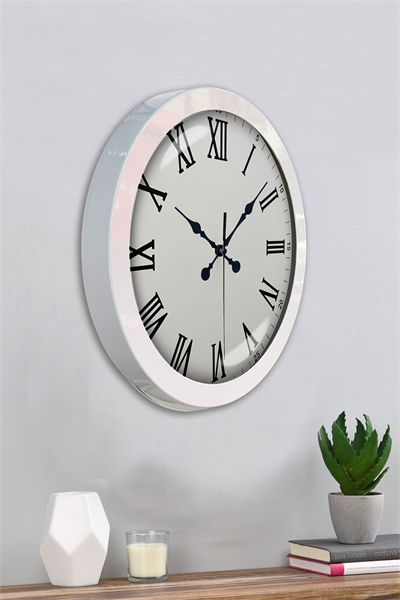 36 cm Beyaz Metal Roma Rakamlı Duvar Saati