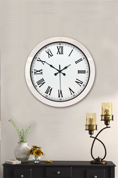 36 cm Beyaz Metal Roma Rakamlı Duvar Saati