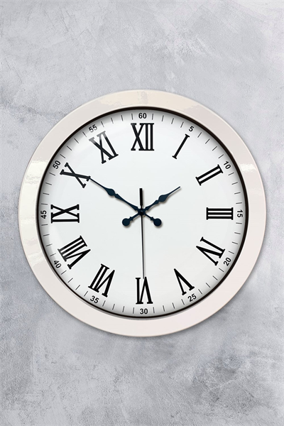 36 cm Beyaz Metal Roma Rakamlı Duvar Saati