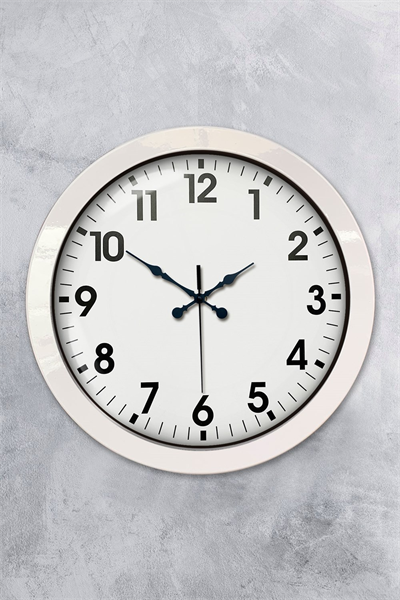 36 cm Beyaz Metal Standart Duvar Saati