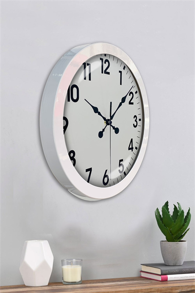 36 cm Beyaz Metal Standart Duvar Saati