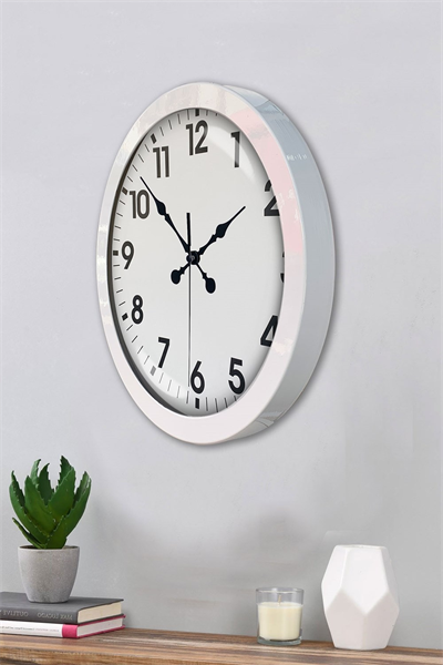 36 cm Beyaz Metal Standart Duvar Saati