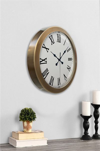 36 cm Eskitme Metal Roma Rakamlı Duvar Saati