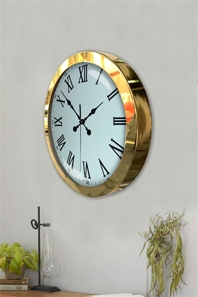 36 cm Gold Metal Roma Rakamlı Duvar Saati