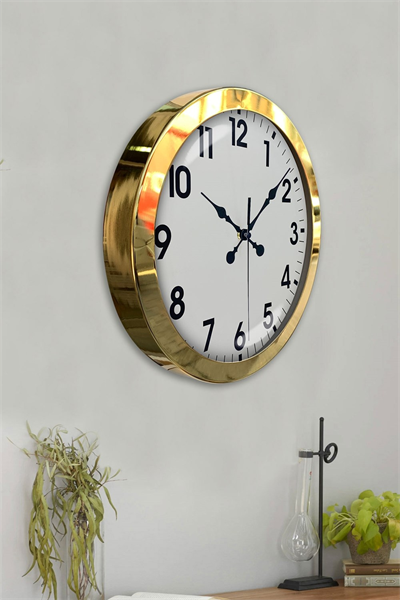 36 cm Gold Metal Standart Duvar Saati