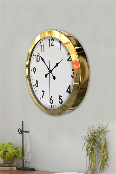 36 cm Gold Metal Standart Duvar Saati