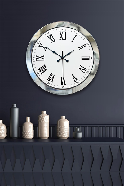 36 cm Krom Metal Roma Rakamli Duvar Saati