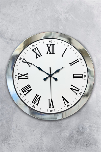 36 cm Krom Metal Roma Rakamli Duvar Saati