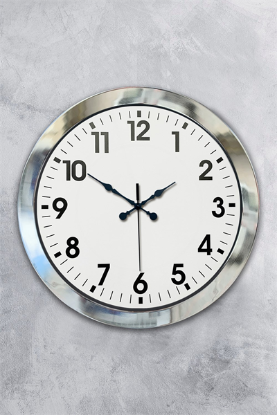 36 cm Krom Metal Standart Duvar Saati