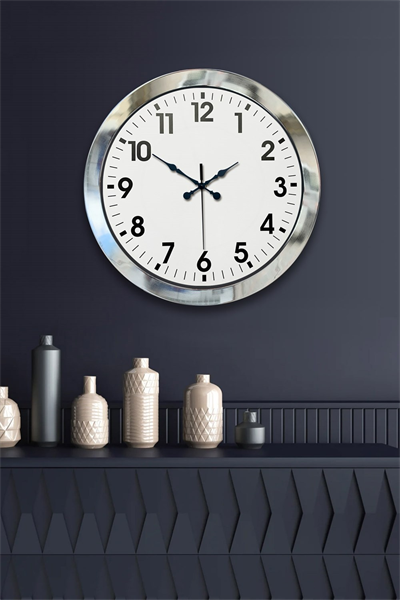 36 cm Krom Metal Standart Duvar Saati
