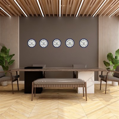 36 cm Modern 5’li Dünya Saatleri Lacivert