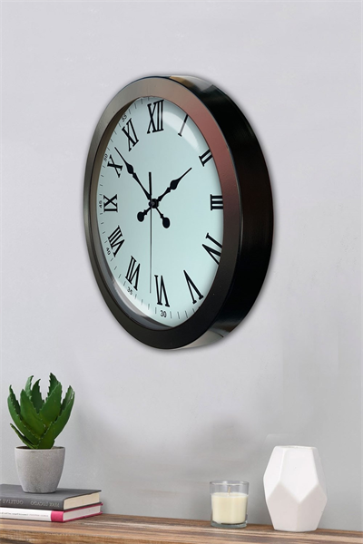 36 cm Siyah Metal Roma Rakamlı Duvar Saati