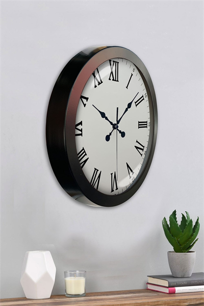 36 cm Siyah Metal Roma Rakamlı Duvar Saati