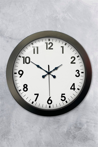 36 cm Siyah Metal Standart Duvar Saati