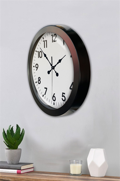 36 cm Siyah Metal Standart Duvar Saati