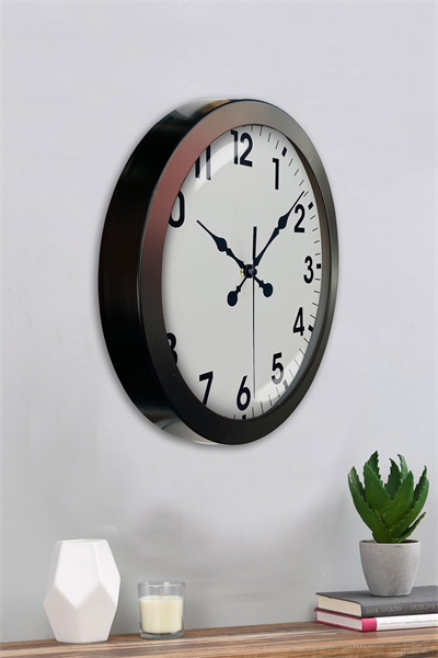 36 cm Siyah Metal Standart Duvar Saati