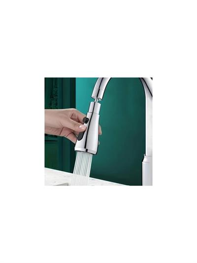 360 DERECE DÖNEBİLEN- 3 MOD  KROM YAĞMUR PÜSKÜRTME BORULU KUBAR MUSLUK UCU  (3936)