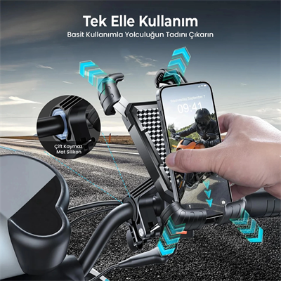 360° Derece Ayarlanabilen Gidon Bağlantılı Bisiklet Motosiklet İçin Abs 4-7.8″ İnç Telefon Tutucu