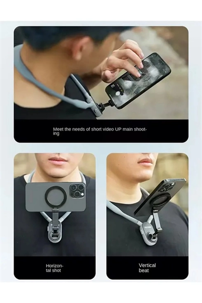 360 Derece Ayarlanabilir Boyun Askılı Manyetik Telefon Tutucu
